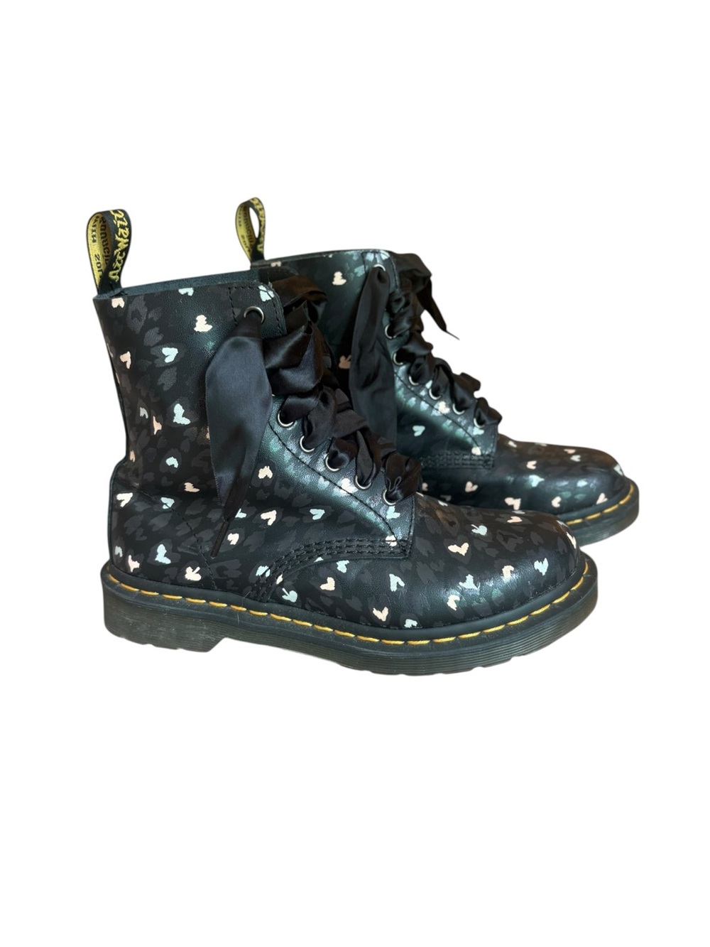Dr. Martens 1460 Pascal Wild Hearts Black Boots Custom Chaos Backhand US Size 7
